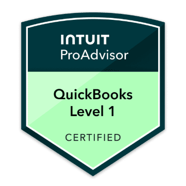 Certified QuickBooks Level 1 Intuit ProAdvisor Badge